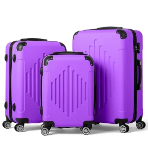 3-in-1 trolley case with 2 corners and diamond stripes - lavender