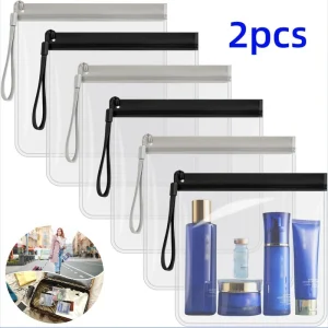 2pcs Transparent Leakproof Waterproof Security Toiletry Bag